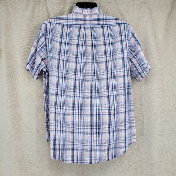 Ralph Lauren Y2K Blue Pink Plaid Cotton Seersucker Fabric Button Down Shirt - Picture 7 of 11